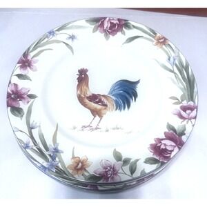 Coventry Spring Rooster Dinner Plate Single Stoneware Farmhouse Floral 10.5"